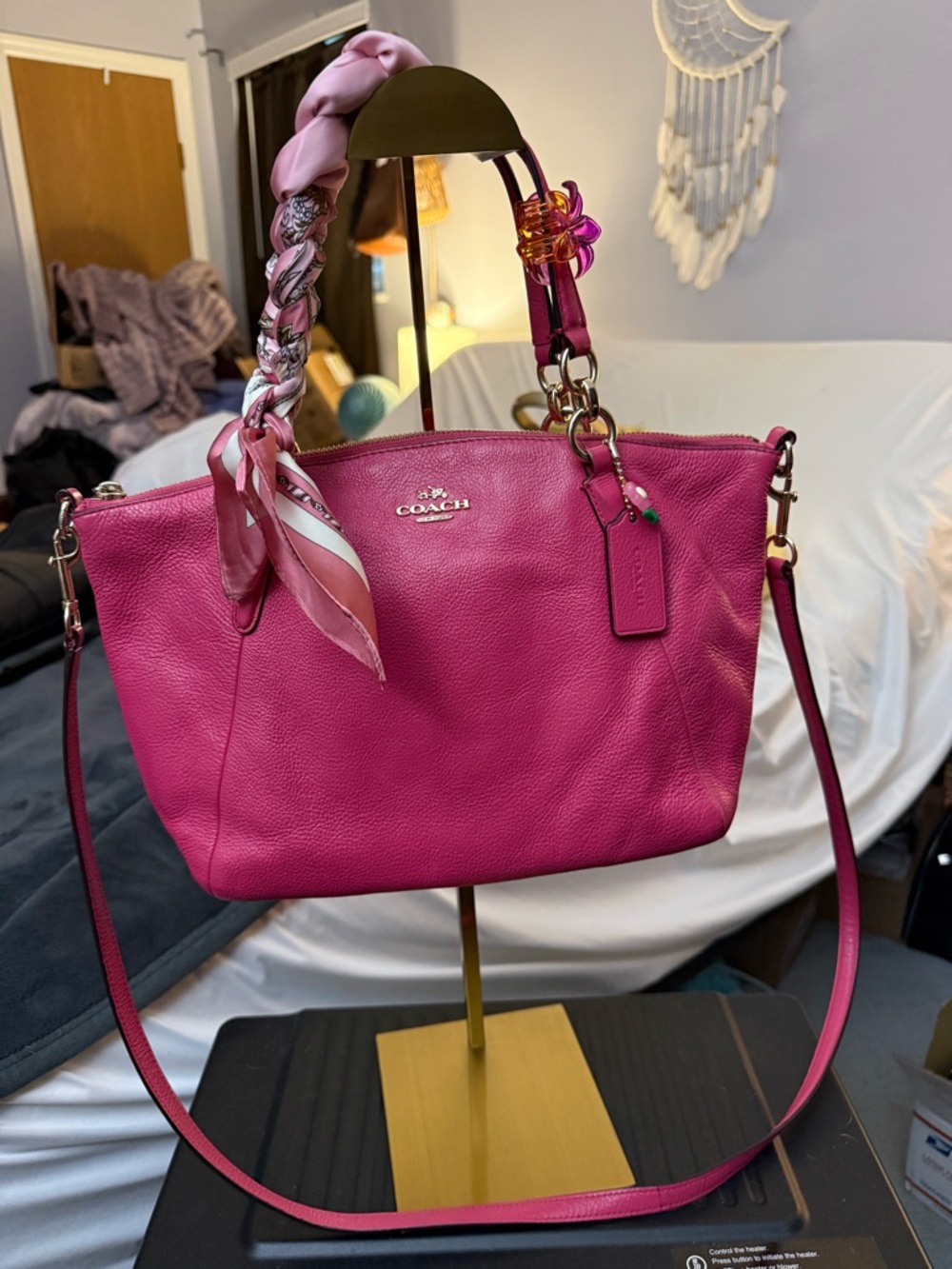 RARE Vintage Coach Small Kelsey Satchel in Fuchsia Pebble Leather